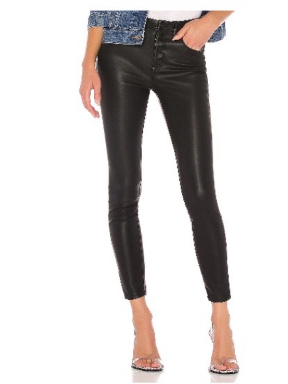 BLANKNYC Daddy Soda Black Faux Leather Skinny Pants Size 28 Tailored to 26